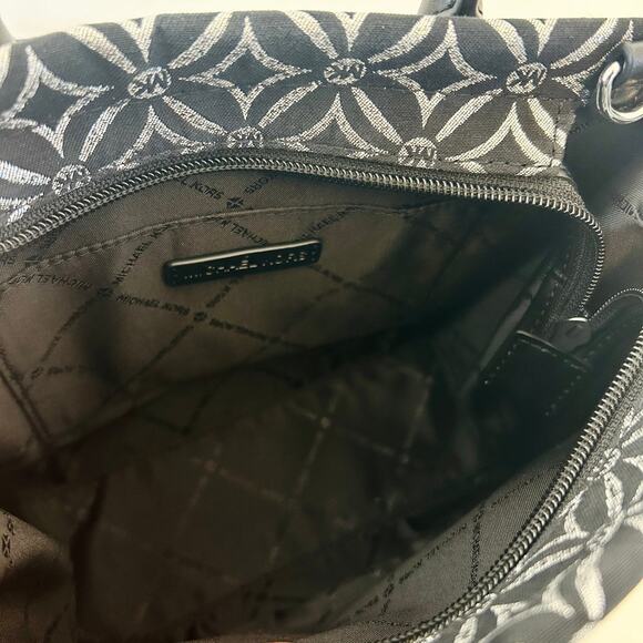 Michael Kors Purse Mirella Small Metallic Logo Jacquard Crossbody Bag Black - Picture 9 of 10